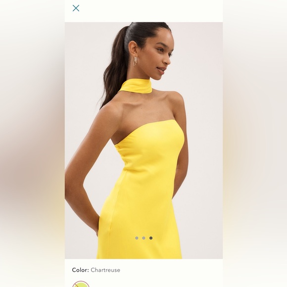 BHLDN Leah Yellow Strapless Dress Satin Scarf - Picture 3 of 4